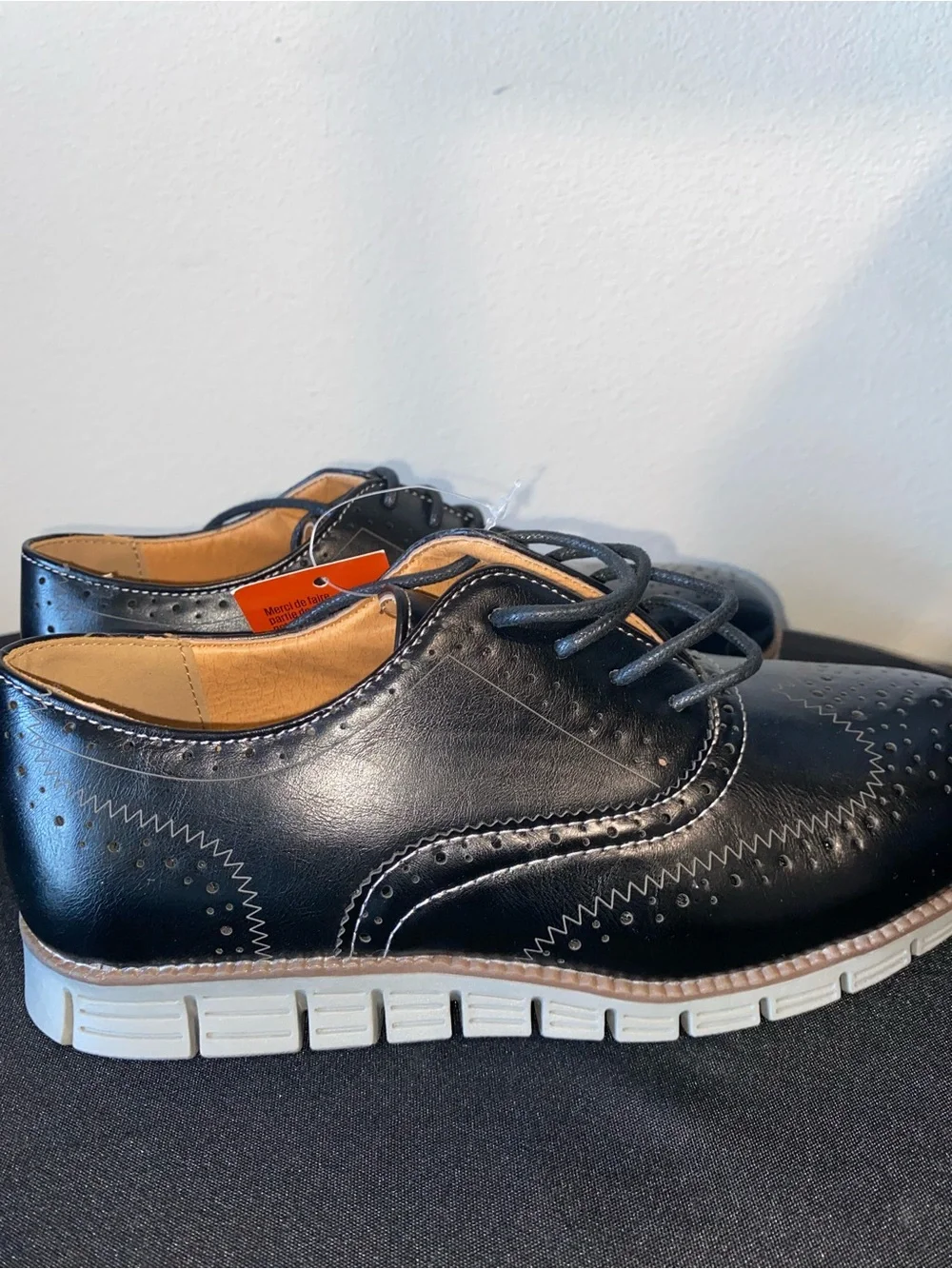 Boys Black Wingtip Lace-Up Dress Shoes